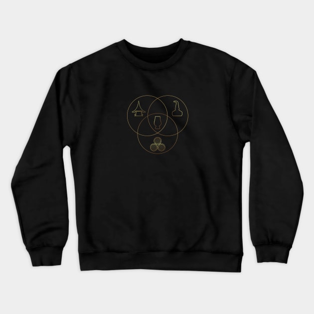 Golden Whisky Making Venn diagram Crewneck Sweatshirt by WhiskyLoverDesigns